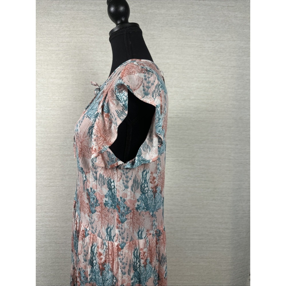 Stitch By Chenault Coral Print Midi Dress NWT Medium Boho Beach Resort Vacation - Picture 5 of 15